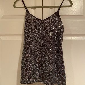 NWOT Express Sequined Gray V-Neck Tank Top Size XS